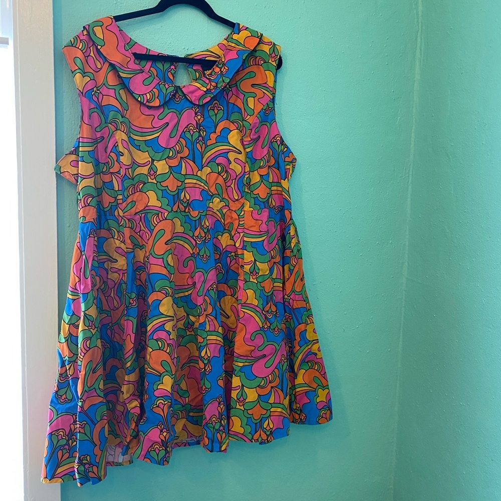 Nooworks Multicolor Swirl Print Sleeveless Peter Pan Dress size 5X